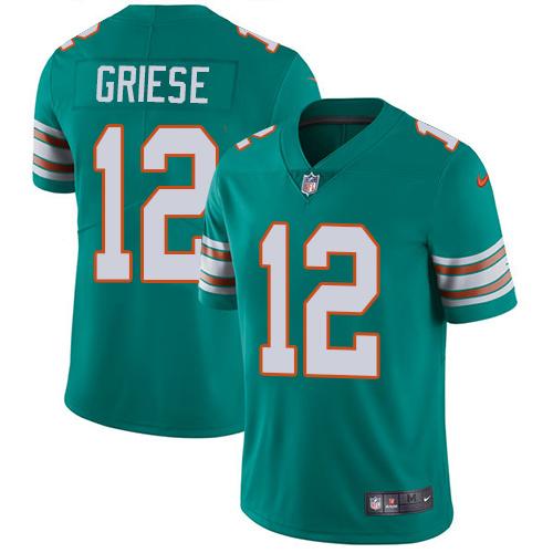 Nike Miami Dolphins 12 Bob Griese Aqua Green Alternate Youth Stitched NFL Vapor Untouchable Limited Jersey